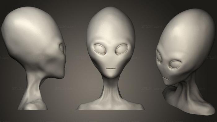 Бюсты монстры и герои (Бюст Инопланетянина, BUSTH_0463) 3D модель для ЧПУ станка
